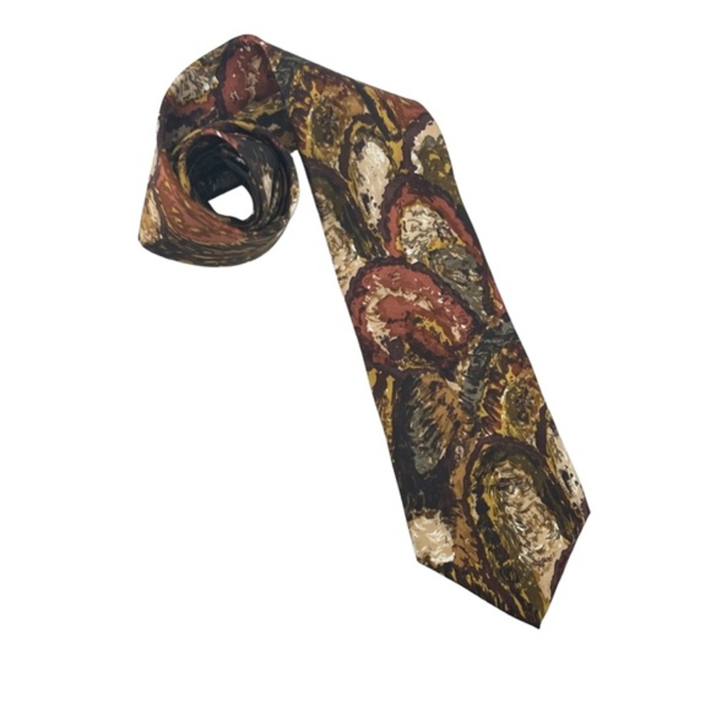 Jules & Pilch Italian Silk Tie 100% with Brown Design